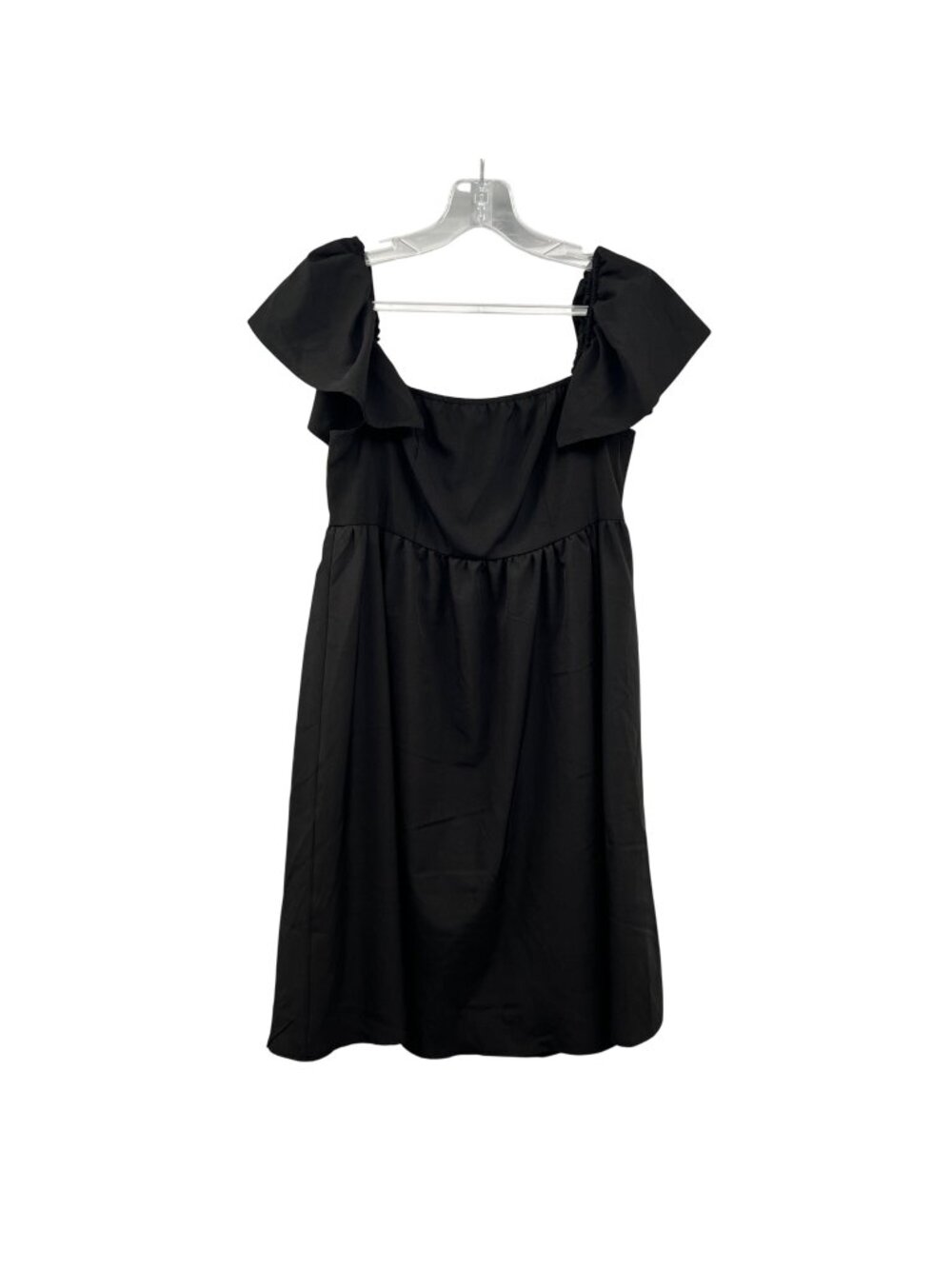 EXLURA Mini Babydoll Dress Cap Sleeve Black Smocked Back Size Small